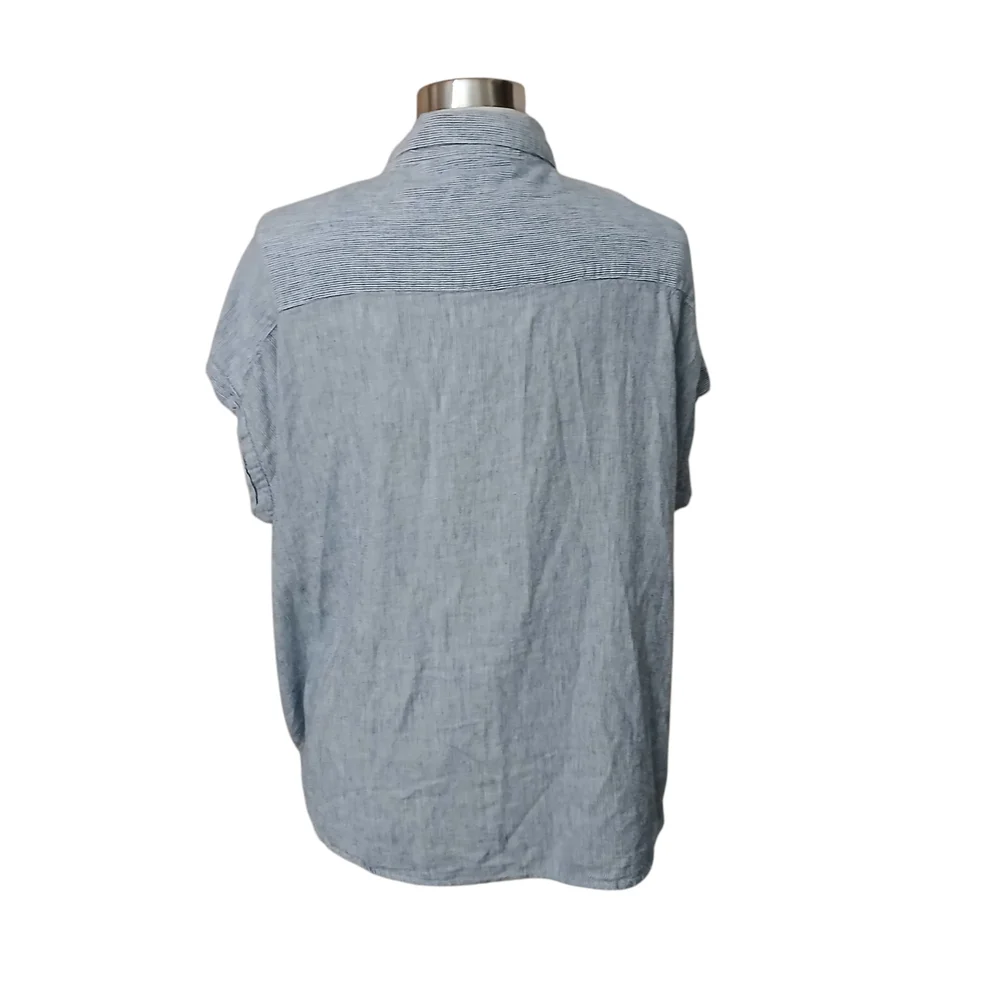 Weatherproof | Blue Shosrtsleeve Washable Linen Button Down Shirt Size XL - Picture 4 of 4